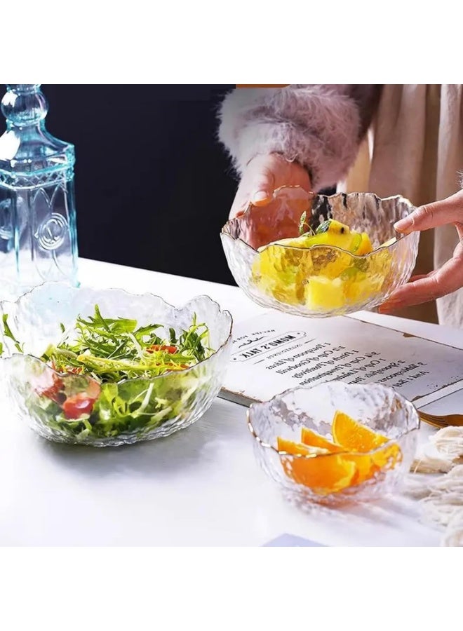 كيتشينو طقم أوعية سلطة من 3 قطع، أوعية تقديم سلطة زجاجية قابلة للتكديس، أوعية زجاجية غير منتظمة الشكل من بنوم بنه للمطبخ، أوعية تقديم جميلة للمعكرونة والحلويات والفشار والفواكه والوجبات الخفيفة - Image 3